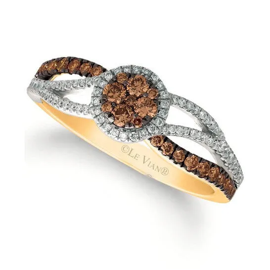 Original Le Vian Ladies Chocolate Cluster Rings in Two Tone Gold JMS always Rings Original Le Vian Ladies Chocolate Cluster Rings in Two Tone Gold JMS always Rings