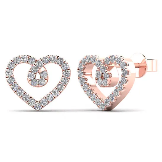 Original Maulijewels 020 Carat Natural Diamond 10K Solid Rose Gold Heart Shape Stud Earrings With Push Back Women Jewelry JMS always Earrings