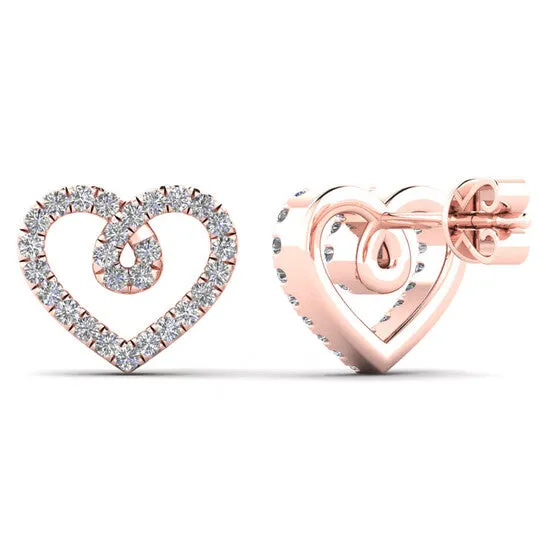 Original Maulijewels 020 Carat Natural Diamond 10K Solid Rose Gold Heart Shape Stud Earrings With Push Back Women Jewelry JMS always Earrings Original Maulijewels 020 Carat Natural Diamond 10K Solid Rose Gold Heart Shape Stud Earrings With Push Back Women Jewelry JMS always Earrings