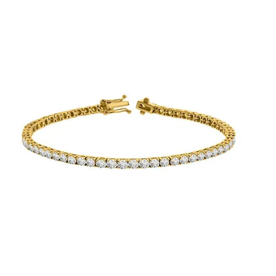 Original Maulijewels 14K Yellow Gold 1000 Cttw Lab Grown Round Diamond Prong Set Tennis Bracelet For Women With 7 Length JMS always Bracelets