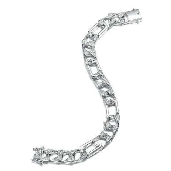Original Megan Walford White GoldPlated with Iced Out Diamond Cubic Zirconia Mixed Cuban Chain Bracelet in Sterling Silver JMS always Bracelets Original Megan Walford White GoldPlated with Iced Out Diamond Cubic Zirconia Mixed Cuban Chain Bracelet in Sterling Silver JMS always Bracelets