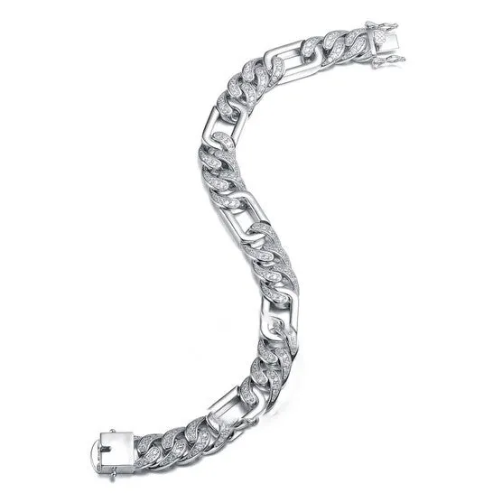 Original Megan Walford White GoldPlated with Iced Out Diamond Cubic Zirconia Oblong Curb Chain Bracelet in Sterling Silver JMS always Bracelets Original Megan Walford White GoldPlated with Iced Out Diamond Cubic Zirconia Oblong Curb Chain Bracelet in Sterling Silver JMS always Bracelets