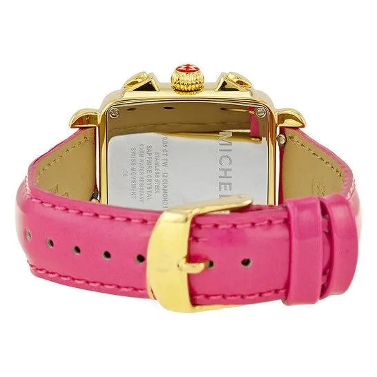 Original Michele Signature Deco Mother of Pearl Dial Goldtone Pink Leather Ladies Watch MWW06P000133 JMS always Watches Original Michele Signature Deco Mother of Pearl Dial Goldtone Pink Leather Ladies Watch MWW06P000133 JMS always Watches