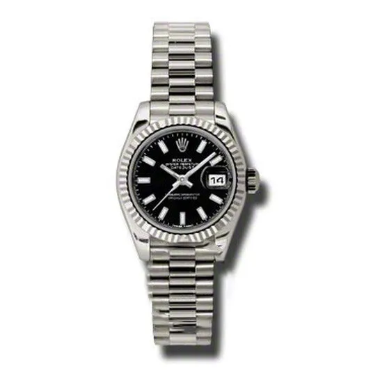 Original Rolex LadyDatejust 26 Black Dial 18K White Gold President Automatic Ladies Watch 179179BKSP JMS always PreStyled Sets Original Rolex LadyDatejust 26 Black Dial 18K White Gold President Automatic Ladies Watch 179179BKSP JMS always PreStyled Sets