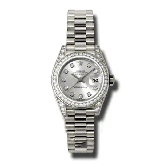 Original Rolex LadyDatejust 26 Silver Dial 18K White Gold President Automatic Ladies Watch 179159SDP JMS always PreStyled Sets Original Rolex LadyDatejust 26 Silver Dial 18K White Gold President Automatic Ladies Watch 179159SDP JMS always PreStyled Sets