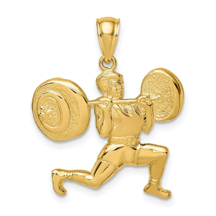 PreStyled Sets Goldia 14k Yellow Gold Solid Polished Weightlifter Pendant