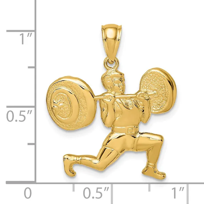 PreStyled Sets Goldia 14k Yellow Gold Solid Polished Weightlifter Pendant