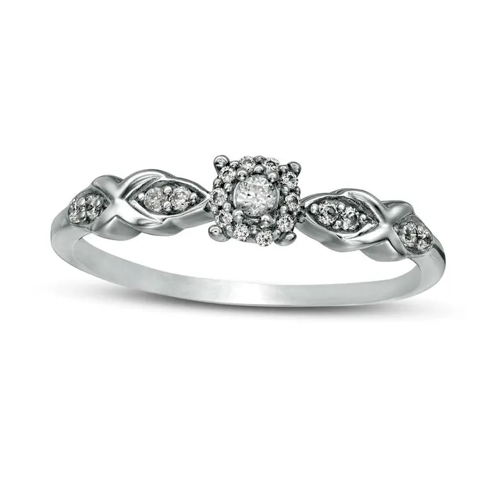Rings 017 CT TW Natural Diamond Frame Promise Ring in Solid 10K White Gold Goldia Rings 017 CT TW Natural Diamond Frame Promise Ring in Solid 10K White Gold Goldia