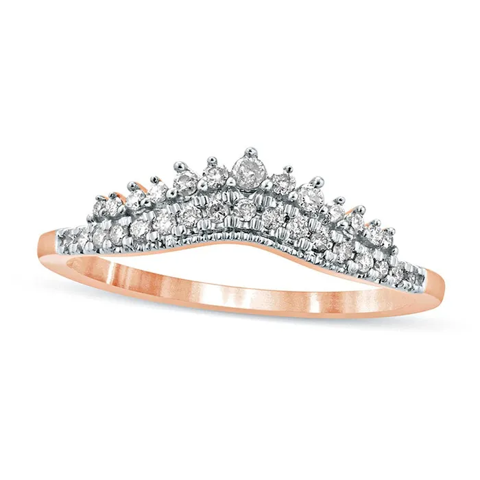 Rings 020 CT TW Natural Diamond Crown Contour Antique VintageStyle Anniversary Band in Solid 10K Rose Gold Goldia Rings 020 CT TW Natural Diamond Crown Contour Antique VintageStyle Anniversary Band in Solid 10K Rose Gold Goldia