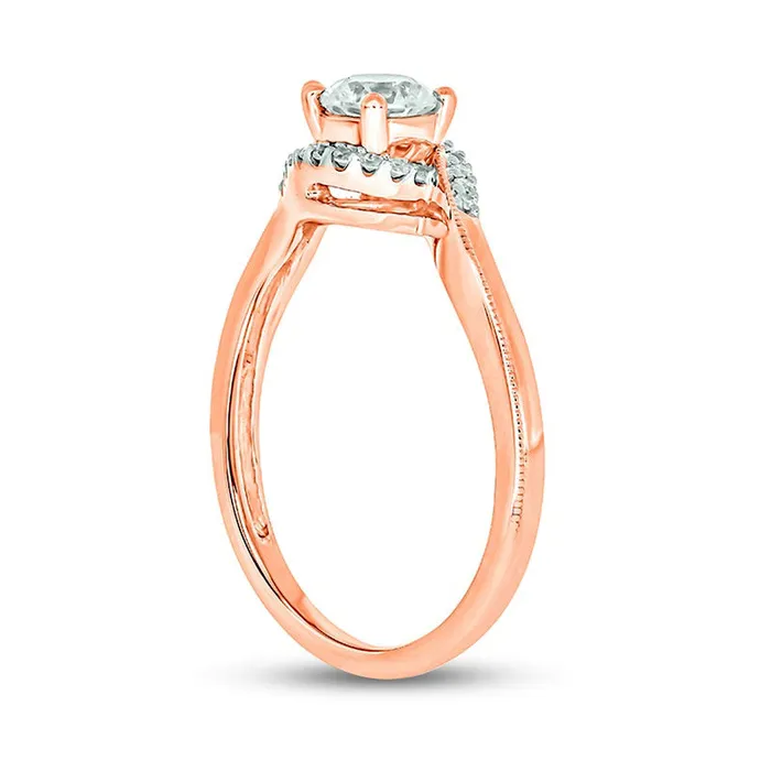 Rings 050 CT TW Natural Diamond Antique VintageStyle Bypass Engagement Ring in Solid 14K Rose Gold II2 Goldia Rings 050 CT TW Natural Diamond Antique VintageStyle Bypass Engagement Ring in Solid 14K Rose Gold II2 Goldia