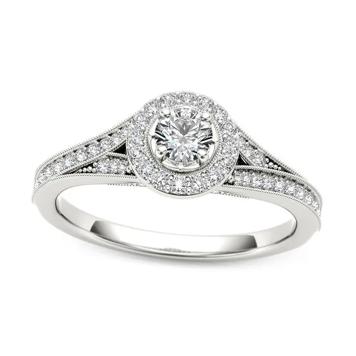 Rings 063 CT TW Natural Diamond Frame Antique VintageStyle Engagement Ring in Solid 14K White Gold Goldia Rings 063 CT TW Natural Diamond Frame Antique VintageStyle Engagement Ring in Solid 14K White Gold Goldia