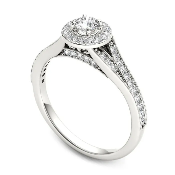 Rings 063 CT TW Natural Diamond Frame Antique VintageStyle Engagement Ring in Solid 14K White Gold Goldia Rings 063 CT TW Natural Diamond Frame Antique VintageStyle Engagement Ring in Solid 14K White Gold Goldia
