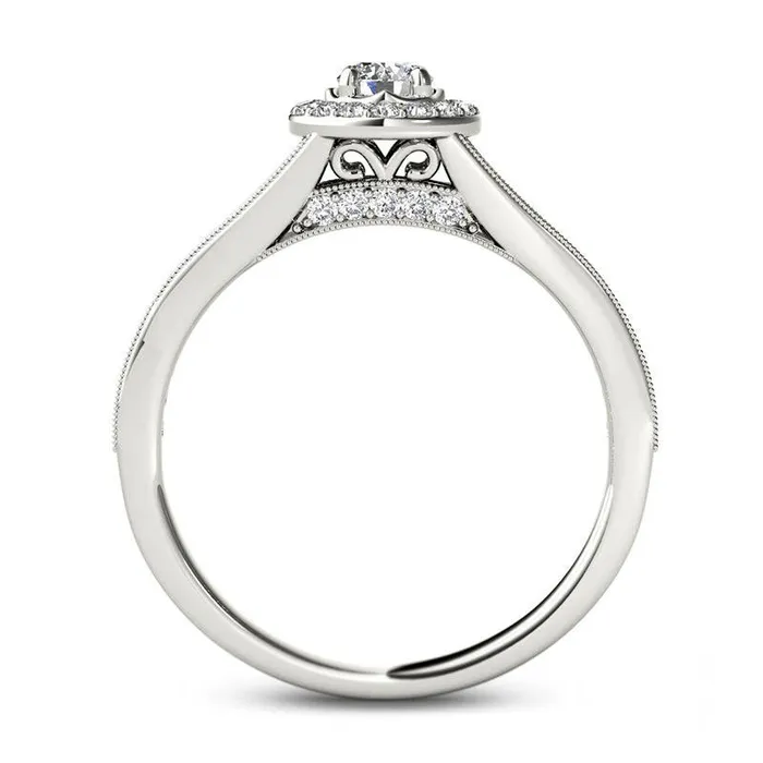 Rings 063 CT TW Natural Diamond Frame Antique VintageStyle Engagement Ring in Solid 14K White Gold Goldia Rings 063 CT TW Natural Diamond Frame Antique VintageStyle Engagement Ring in Solid 14K White Gold Goldia