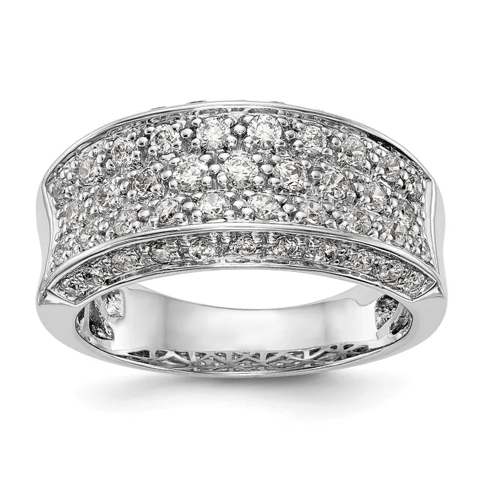 Rings 095ct CZ Solid Real 14K White Gold Wedding Band Ring Goldia