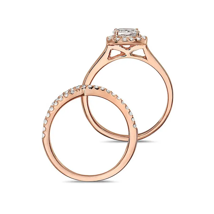Rings 10 CT TW Oval Natural Diamond Sideways Frame CrissCross Bridal Engagement Ring Set in Solid 14K Rose Gold Goldia Rings 10 CT TW Oval Natural Diamond Sideways Frame CrissCross Bridal Engagement Ring Set in Solid 14K Rose Gold Goldia