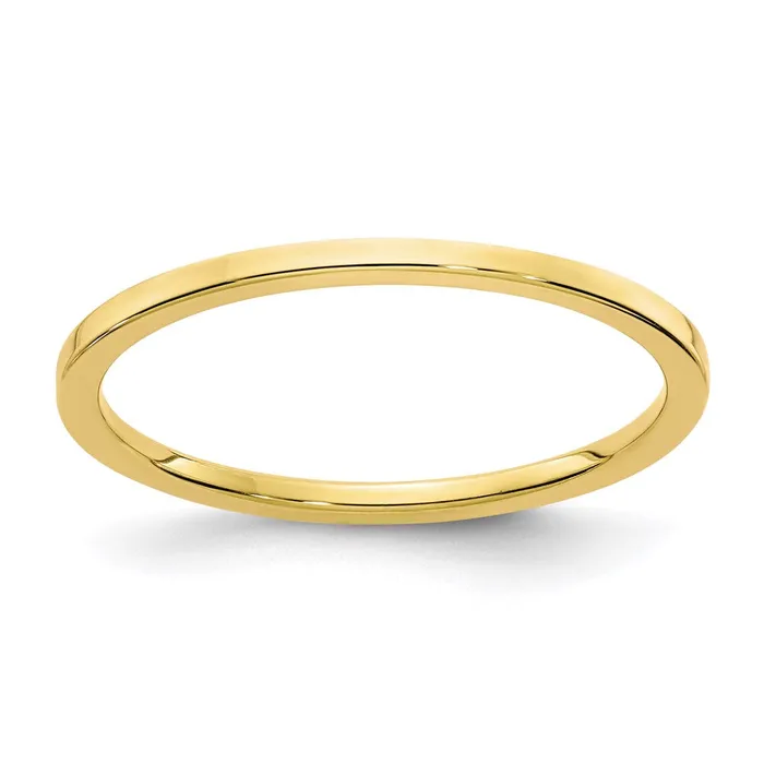 Rings 10K Gold 12mm Flat Stackable Mens Ladies Wedding Band Ring Goldia