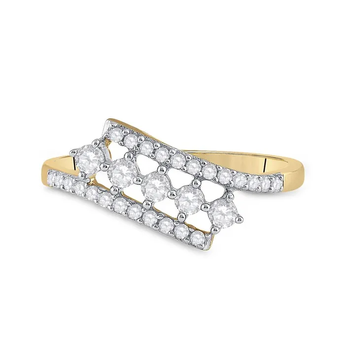 Rings 10k Yellow Gold Round Diamond Bypass Fashion Ring 13 Cttw gndatlanta