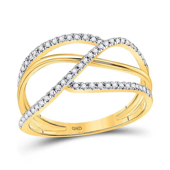 Rings 10k Yellow Gold Round Diamond Open Strand Negative Space Band Ring 15 Cttw gndatlanta Rings 10k Yellow Gold Round Diamond Open Strand Negative Space Band Ring 15 Cttw gndatlanta