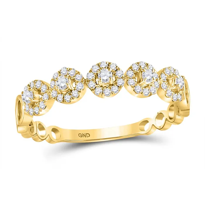 Rings 10k Yellow Gold Round Diamond Stackable Band Ring 13 Cttw gndatlanta Rings 10k Yellow Gold Round Diamond Stackable Band Ring 13 Cttw gndatlanta
