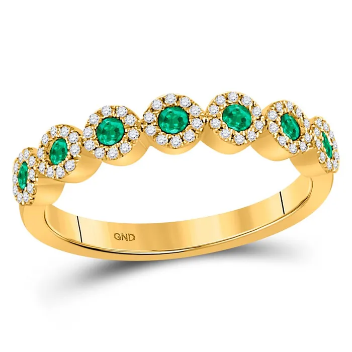 Rings 10k Yellow Gold Round Emerald Diamond Stackable Band Ring 12 Cttw gndatlanta Rings 10k Yellow Gold Round Emerald Diamond Stackable Band Ring 12 Cttw gndatlanta