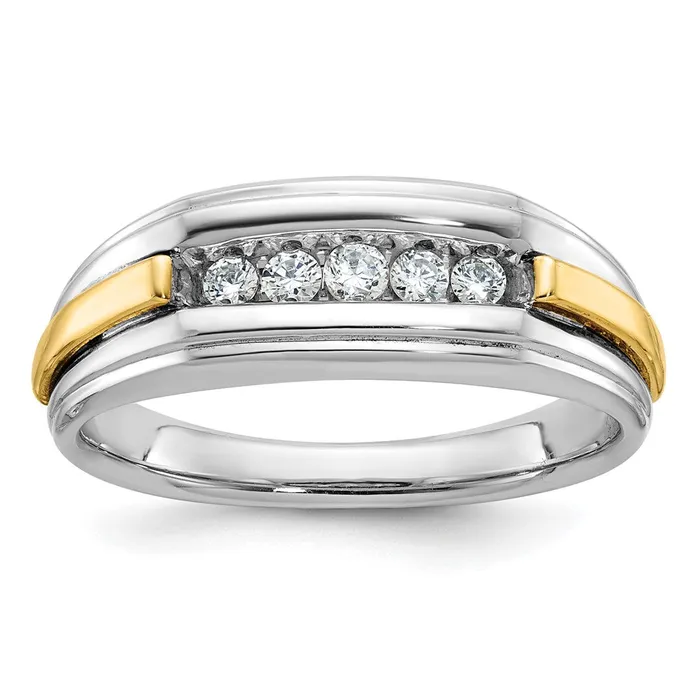Rings 14k Twotone Gold Mens Polished and Satin 14 carat Diamond Complete Ring Goldia Rings 14k Twotone Gold Mens Polished and Satin 14 carat Diamond Complete Ring Goldia