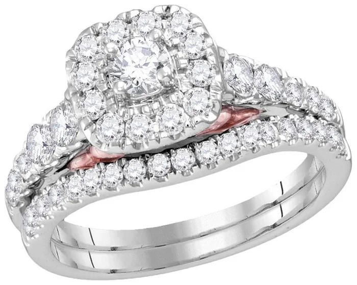 Rings 14k Twotone Gold Round Diamond Bridal Wedding Ring Set 1 Cttw Certified gndatlanta Rings 14k Twotone Gold Round Diamond Bridal Wedding Ring Set 1 Cttw Certified gndatlanta