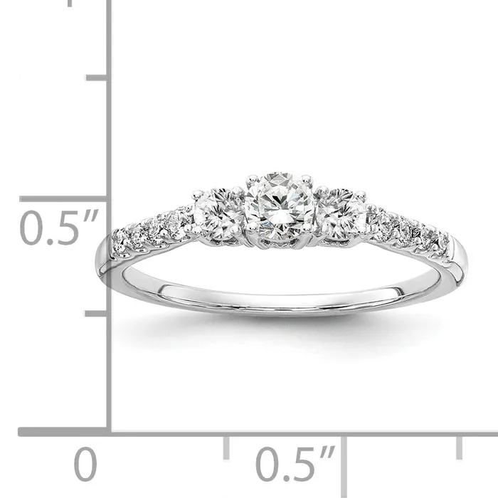 Rings 14k White Gold 12 Ct Lab Grown Diamond VSSI G Three Stone Engagement Ring Goldia