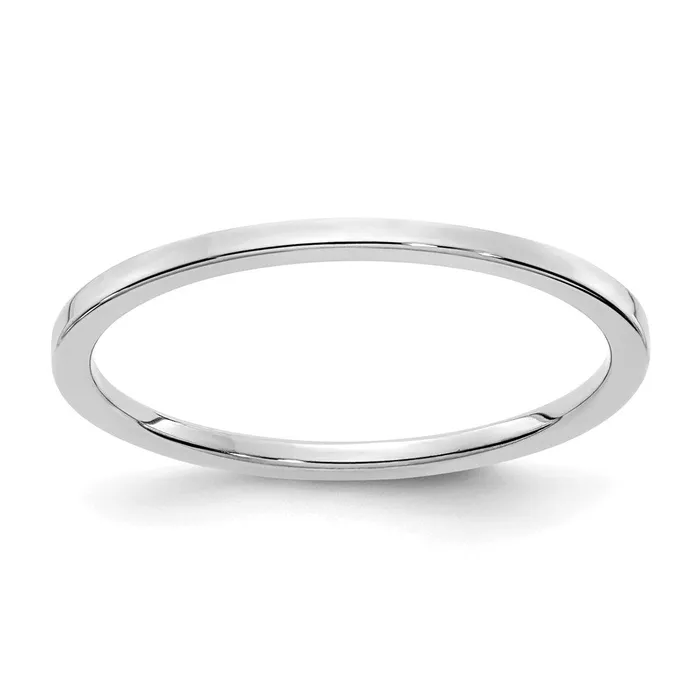 Rings 14K White Gold 12mm Flat Stackable Mens Ladies Wedding Band Ring Goldia