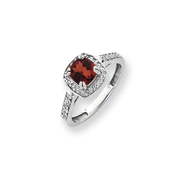 Rings 14k White Gold 6mm Garnet Checker VS Real Diamond ring Goldiacom
