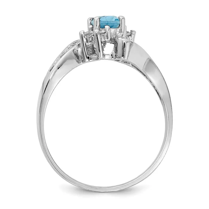 Rings 14k White Gold 6x4mm Oval Blue Topaz Checker A Real Diamond ring Goldiacom