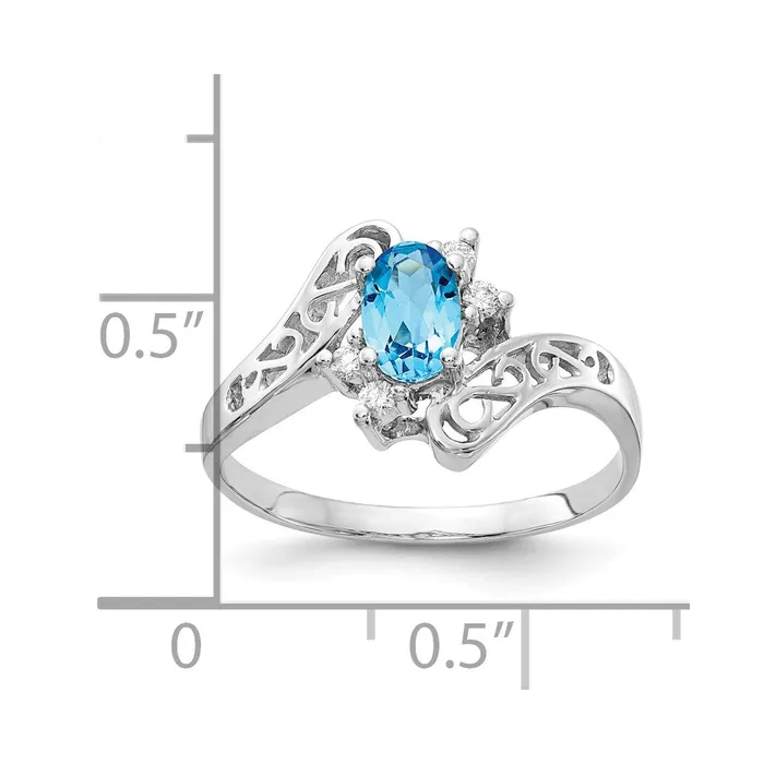 Rings 14k White Gold 6x4mm Oval Blue Topaz Checker A Real Diamond ring Goldiacom