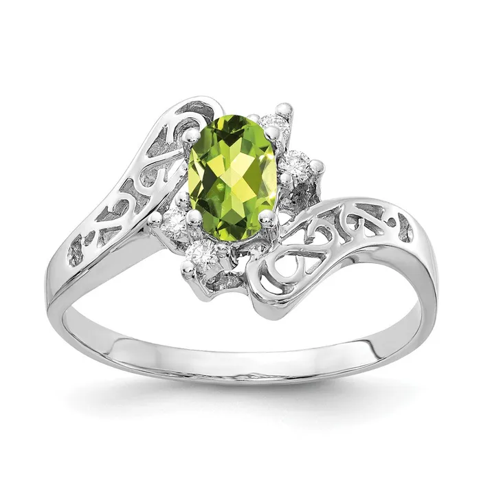 Rings 14k White Gold 6x4mm Oval Peridot Checker AA Real Diamond ring Goldiacom Rings 14k White Gold 6x4mm Oval Peridot Checker AA Real Diamond ring Goldiacom