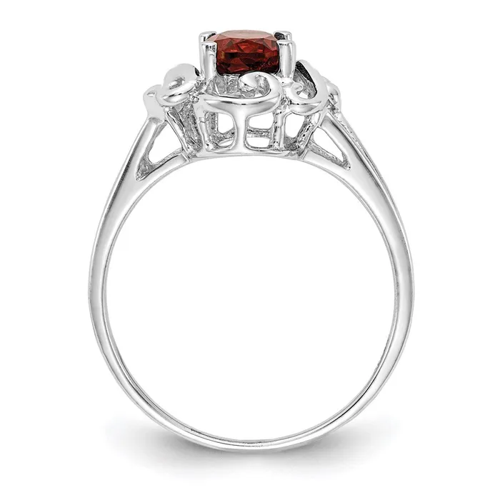 Rings 14k White Gold 7x5mm Oval Garnet Checker ring Goldia