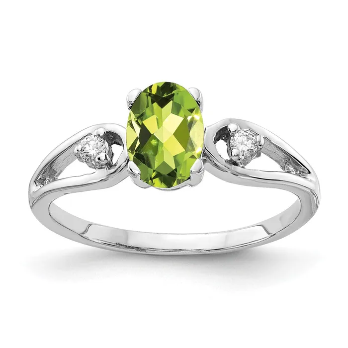 Rings 14k White Gold 7x5mm Oval Peridot Checker AAA Real Diamond ring goldiaca Rings 14k White Gold 7x5mm Oval Peridot Checker AAA Real Diamond ring goldiaca