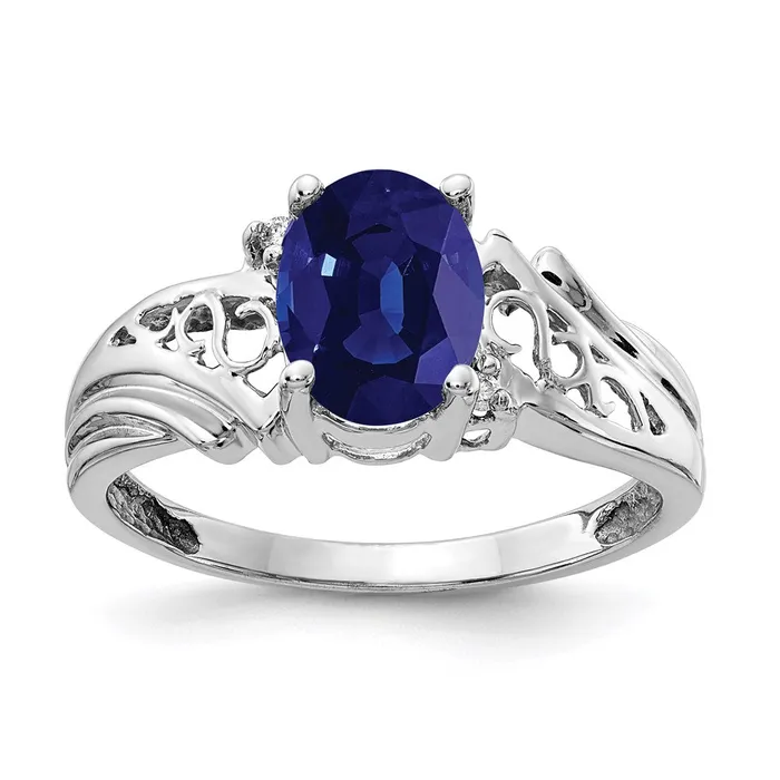 Rings 14k White Gold 8x6mm Oval Sapphire A Real Diamond ring Goldia