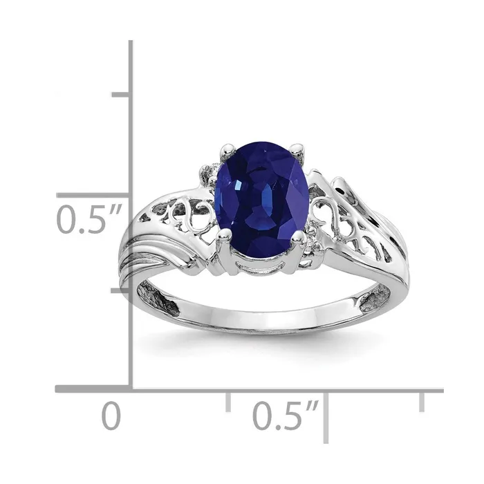 Rings 14k White Gold 8x6mm Oval Sapphire A Real Diamond ring Goldia