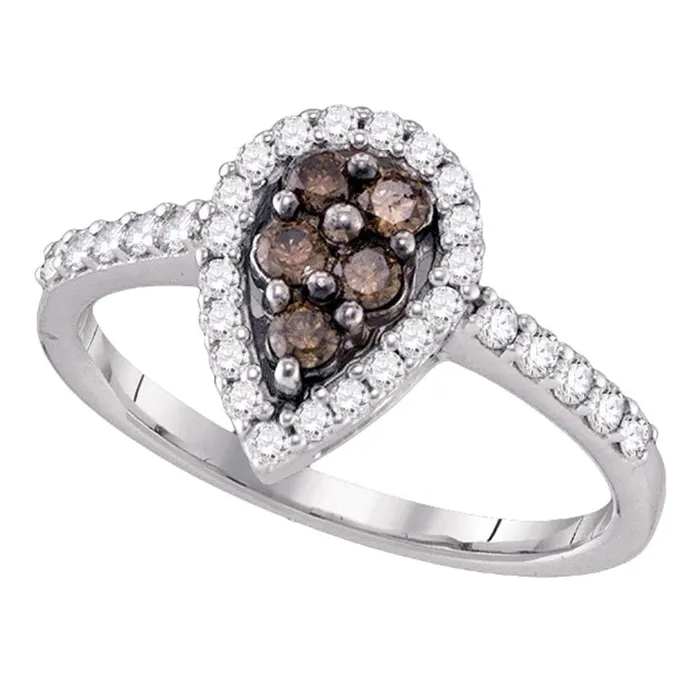 Rings 14k White Gold Brown Diamond Cluster Ring 12 Cttw gndatlanta