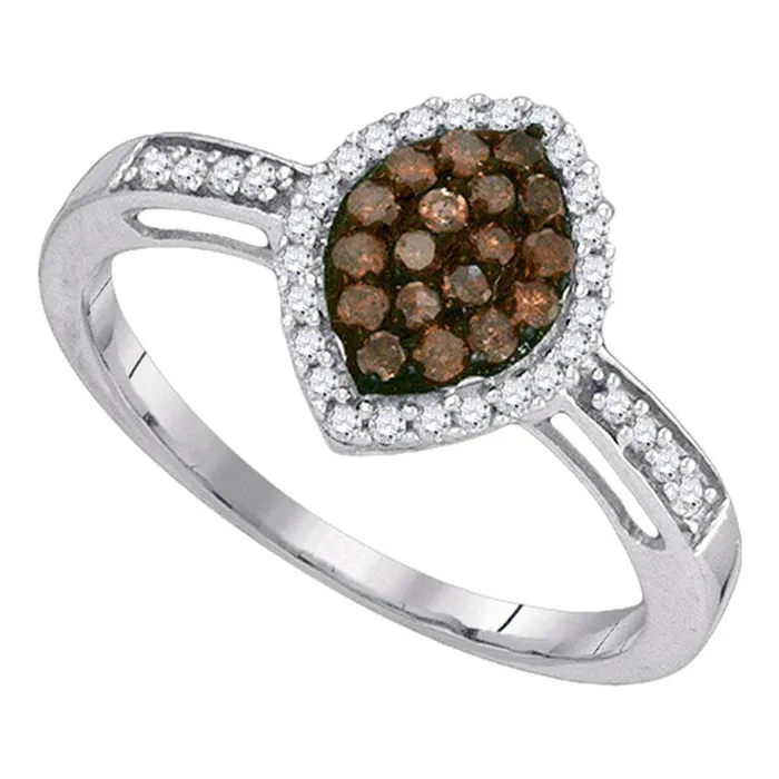 Rings 14k White Gold Brown Diamond Oval Frame Cluster Ring 13 Cttw gndatlanta Rings 14k White Gold Brown Diamond Oval Frame Cluster Ring 13 Cttw gndatlanta