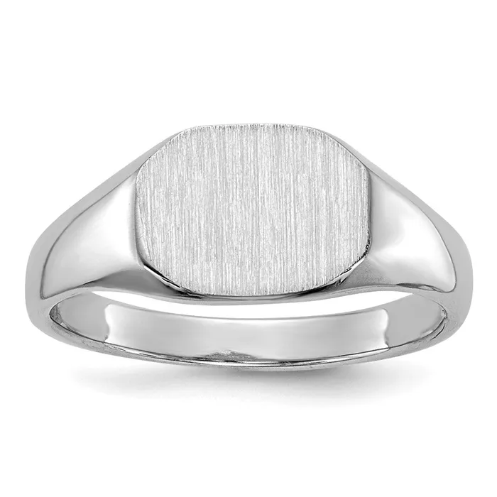 Rings 14k White Gold Childs Signet Ring 85mmx65mm Open Back Goldia