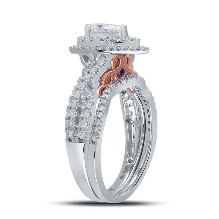 Rings 14k White Gold Pear Diamond Bridal Wedding Ring Set 1 Cttw Certified gndatlanta