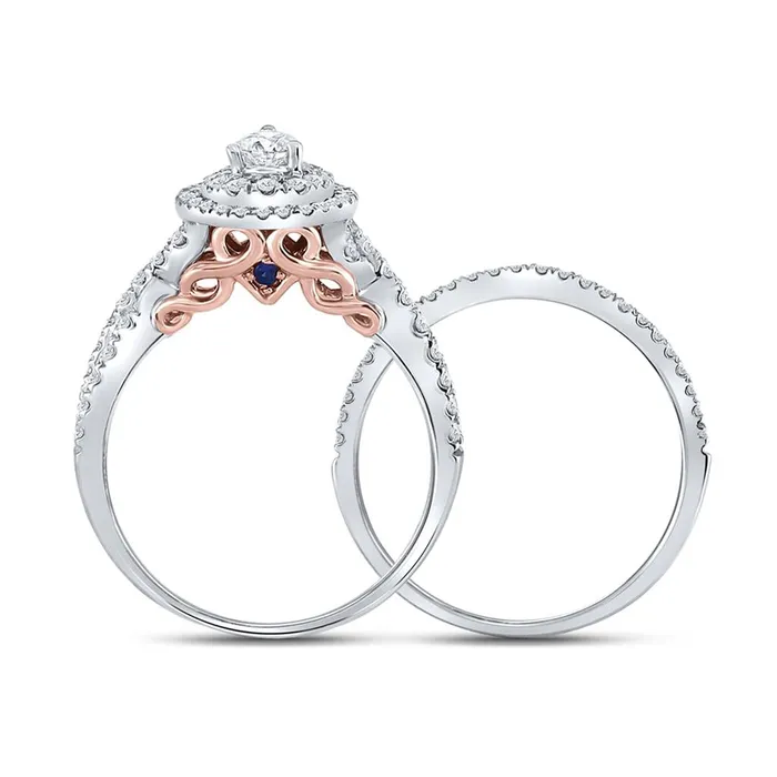 Rings 14k White Gold Pear Diamond Bridal Wedding Ring Set 1 Cttw Certified gndatlanta