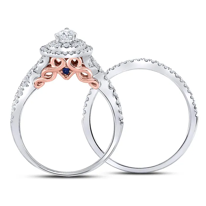 Rings 14k White Gold Pear Diamond Bridal Wedding Ring Set 1 Cttw Certified gndatlanta