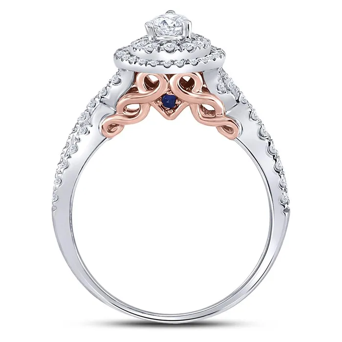 Rings 14k White Gold Pear Diamond Bridal Wedding Ring Set 1 Cttw Certified gndatlanta
