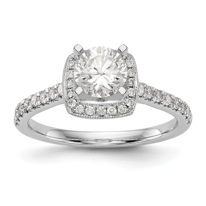 Rings 14K White Gold Peg Set Simulated Diamond Cushion Halo Engagement Ring Goldiacom