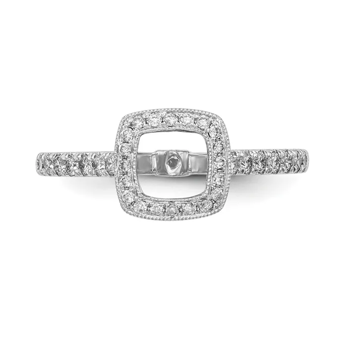 Rings 14K White Gold Peg Set Simulated Diamond Cushion Halo Engagement Ring Goldiacom
