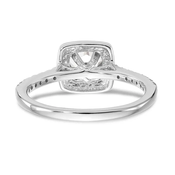 Rings 14K White Gold Peg Set Simulated Diamond Cushion Halo Engagement Ring Goldiacom