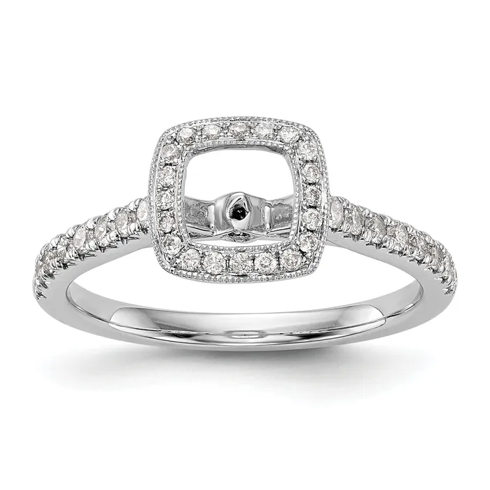 Rings 14K White Gold Peg Set Simulated Diamond Cushion Halo Engagement Ring Goldiacom