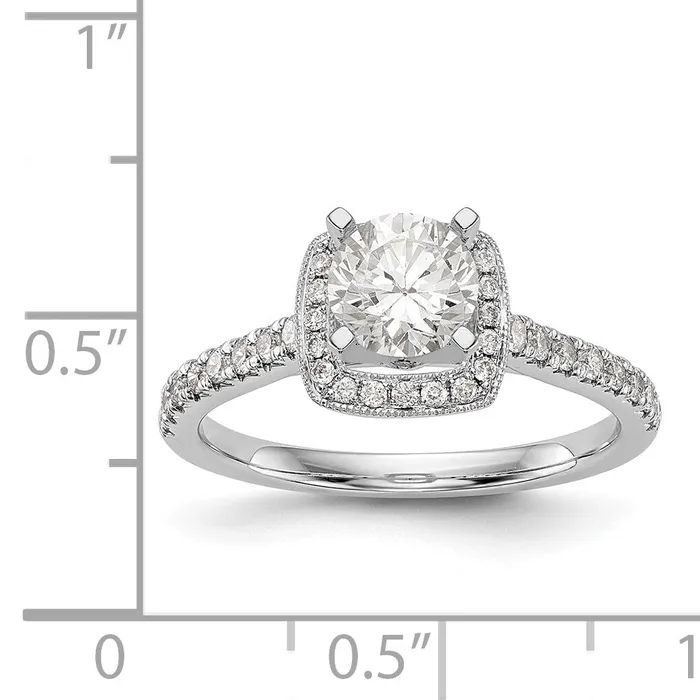 Rings 14K White Gold Peg Set Simulated Diamond Cushion Halo Engagement Ring Goldiacom