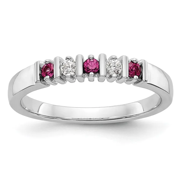 Rings 14k White Gold Real Diamond wRuby Band goldiaca
