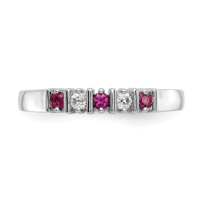 Rings 14k White Gold Real Diamond wRuby Band goldiaca